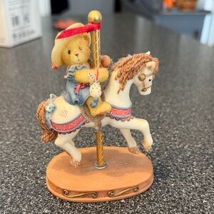 Gina Cherished Teddies Carousel Figurine - Cream and Tan